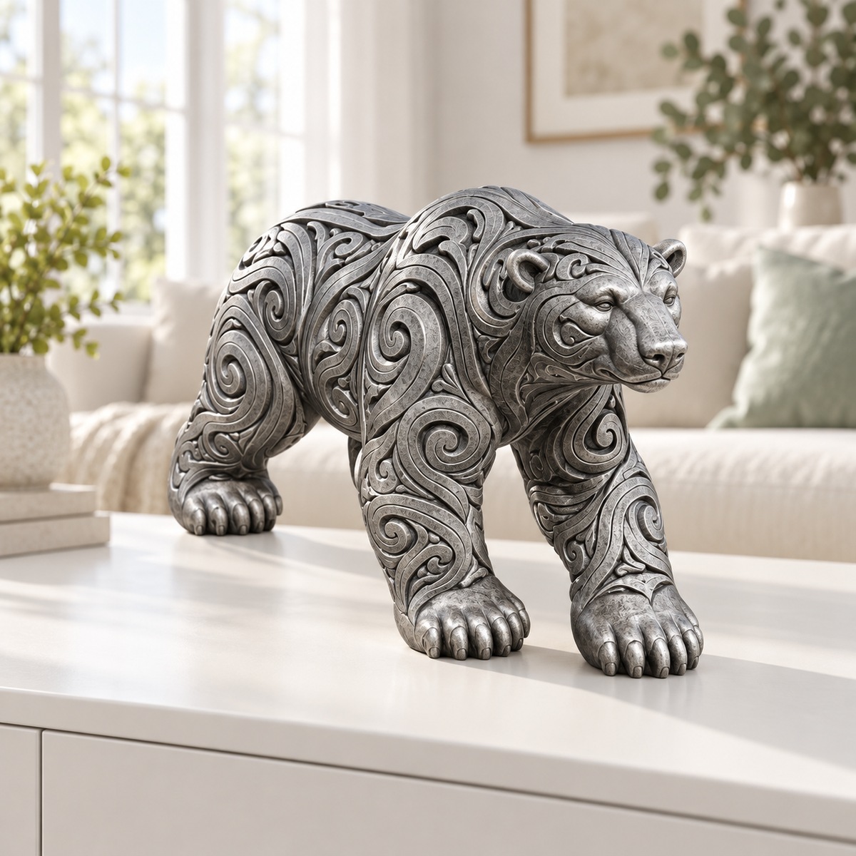 Eisbär Ornament - Silber handbemalt Wohnzimmer