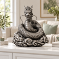 Asiatischer Drache Ornament - Silber handbemalt Wohnzimmer