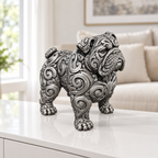 Englische Bulldogge stehend Ornament - Silber handbemalt Wohnzimmer