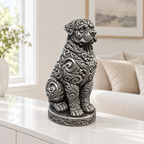 Rottweiler sitzend Ornament - Silber handbemalt Wohnzimmer