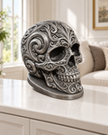 Totenkopf Ornament - Silber handbemalt Wohnzimmer