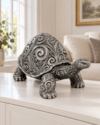 Riesenschildkröte Ornament - Silber handbemalt Wohnzimmer