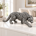 Schleichender Tiger Ornament - Silber handbemalt Wohnzimmer