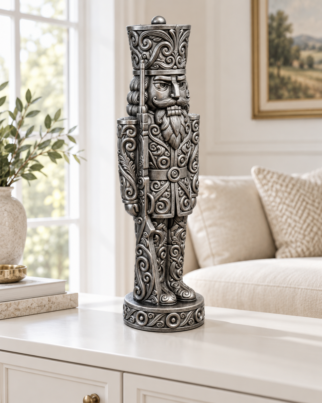 Nussknacker Soldat Ornament - Silber handbemalt Wohnzimmer