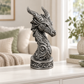 Drachenbüste Ornament - Silber handbemalt Wohnzimmer