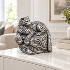 Puma auf Felsvorsprung Ornament - Silber handbemalt Wohnzimmer