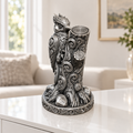 Specht am Stamm Ornament - Silber handbemalt Wohnzimmer
