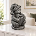 Teddy mit Geschenk Ornament - Silber handbemalt Wohnzimmer