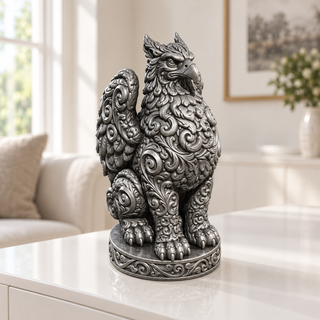 Greif Ornament - Silber handbemalt Wohnzimmer