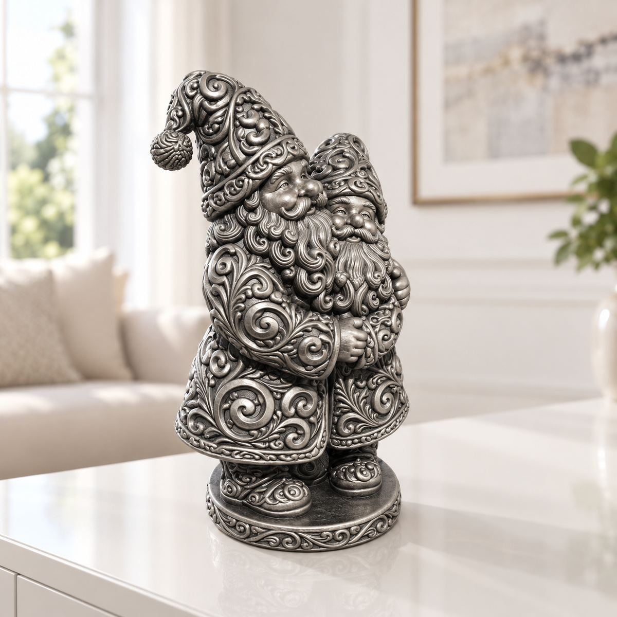 Wichtelpaar Ornament - Silber handbemalt Wohnzimmer