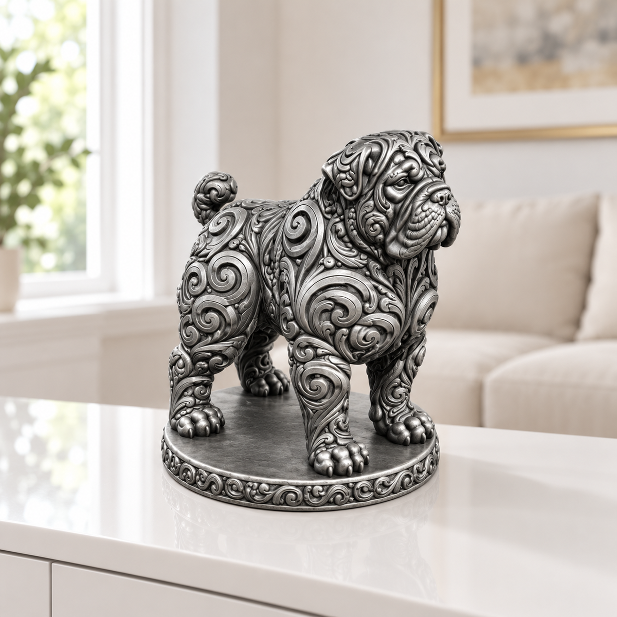 Tosa Inu Ornament - Silber handbemalt Wohnzimmer