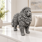 Kaukasischer Owtscharka Ornament - Silber handbemalt Wohnzimmer