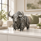 Yak Ornament - Silber handbemalt Wohnzimmer