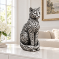 Sitzender Puma Ornament - Silber handbemalt Wohnzimmer