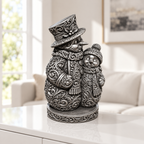 Schneemann-Familie Ornament - Silber handbemalt Wohnzimmer