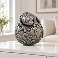 Gecko auf Kugel Ornament - Silber handbemalt Wohnzimmer