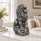 Brüllender Löwe Ornament - Silber handbemalt Wohnzimmer