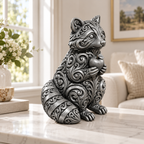 Waschbär mit Apfel Ornament - Silber handbemalt Wohnzimmer