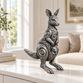 Känguru mit Jungtier Ornament - Silber handbemalt Wohnzimmer