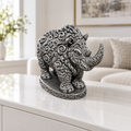 Wollnashorn Ornament - Silber handbemalt Wohnzimmer