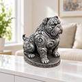 American Bully sitzend Ornament - Silber handbemalt Wohnzimmer