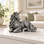 Liegendes Einhorn Ornament - Silber handbemalt Wohnzimmer