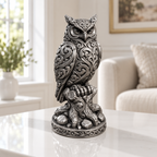 Uhu auf Baumstumpf Ornament - Silber handbemalt Wohnzimmer