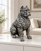 Pitbull Ornament - Silber handbemalt Wohnzimmer