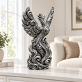 Phönix in Flammen Ornament - Silber handbemalt Wohnzimmer