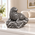 Robbe auf Felsen Ornament - Silber handbemalt Wohnzimmer