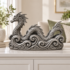 Seedrache Ornament - Silber handbemalt Wohnzimmer