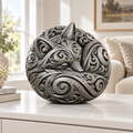 Schlafender Polarfuchs Ornament - Silber handbemalt Wohnzimmer
