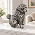 Mops Ornament - Silber handbemalt Wohnzimmer
