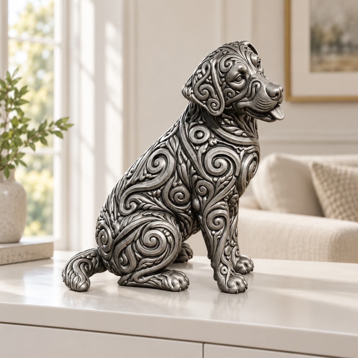 Labrador Ornament - Silber handbemalt Wohnzimmer