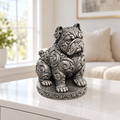 Boston Terrier sitzend Ornament - Silber handbemalt Wohnzimmer