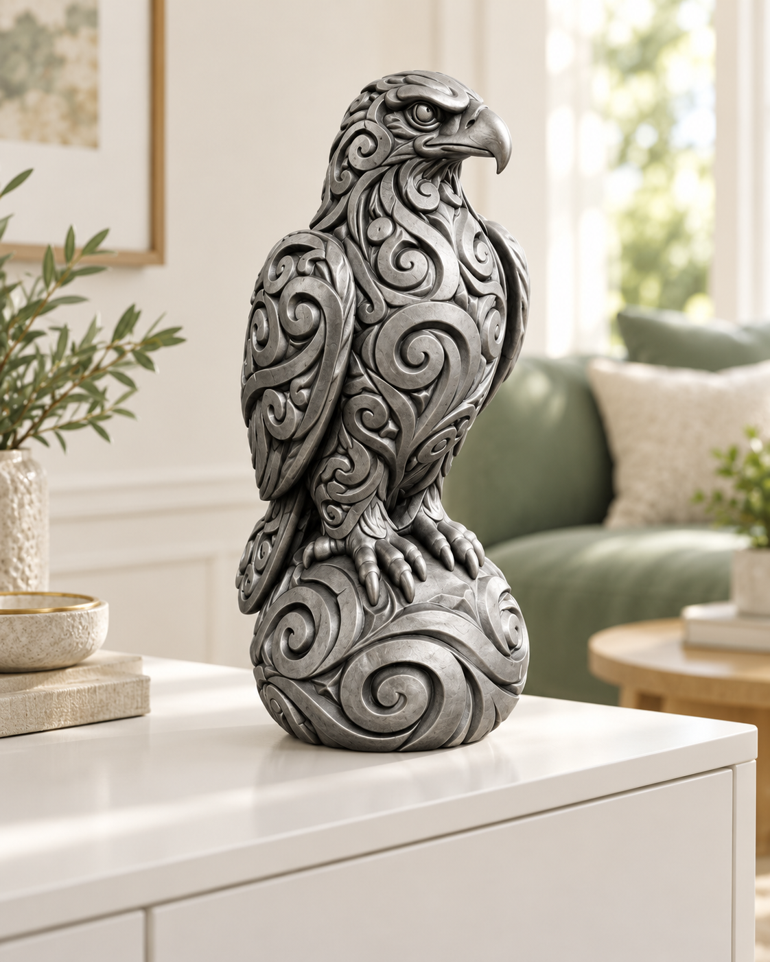 Adler Ornament - Silber handbemalt Wohnzimmer