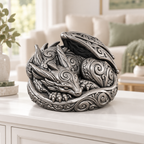 Schlafender Drache Ornament - Silber handbemalt Wohnzimmer
