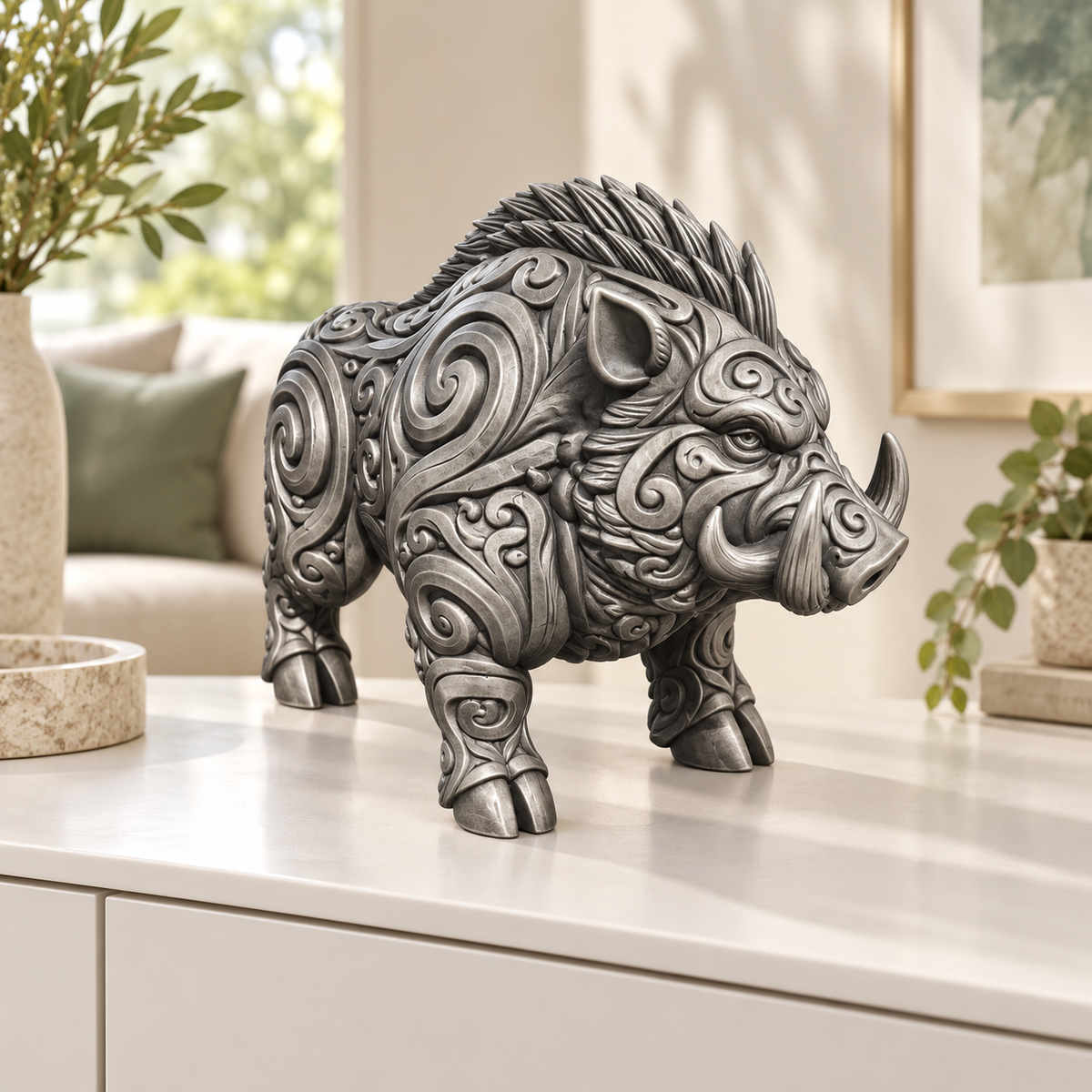 Keiler Ornament - Silber handbemalt Wohnzimmer