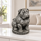 Englische Bulldogge sitzend Ornament - Silber handbemalt Wohnzimmer