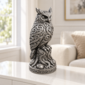 Waldkauz auf Baumstumpf Ornament - Silber handbemalt Wohnzimmer