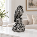 Rabe auf Baumstumpf Ornament - Silber handbemalt Wohnzimmer
