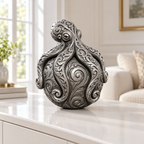 Krake auf Kugel Ornament - Silber handbemalt Wohnzimmer