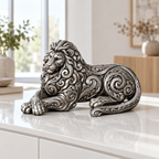 Liegender Löwe Ornament - Silber handbemalt Wohnzimmer