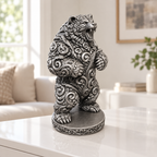 Grizzly aufgerichtet Ornament - Silber handbemalt Wohnzimmer