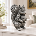 Eichhörnchen mit Eichel Ornament - Silber handbemalt Wohnzimmer