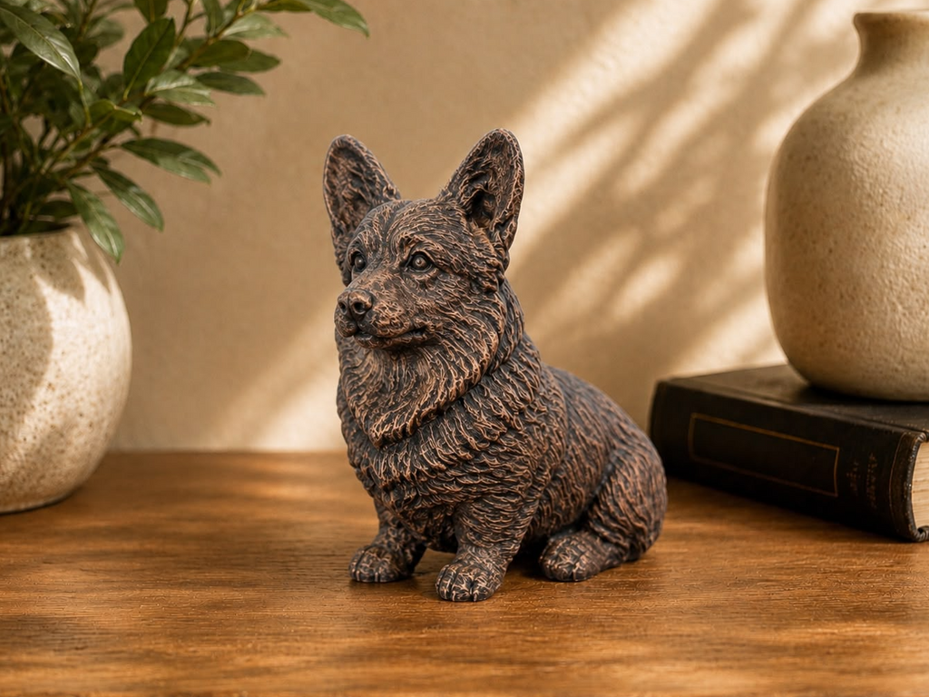 Corgi – detailreiche sitzende Hundefigur | Geschenk für Corgi-Fans | Made in Germany Fehn-factory.de