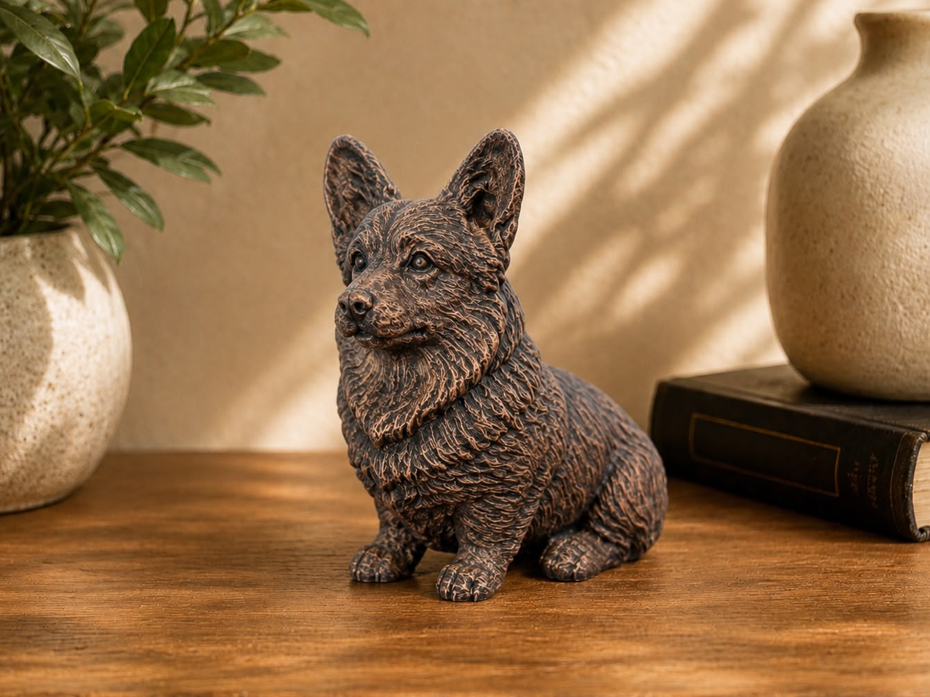 Corgi – detailreiche sitzende Hundefigur | Geschenk für Corgi-Fans | Made in Germany Fehn-factory.de