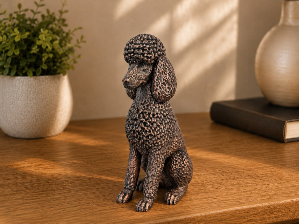 Standardpudel – detailreiche sitzende Hundefigur | Geschenk für Pudel-Fans | Made in Germany Fehn-factory.de