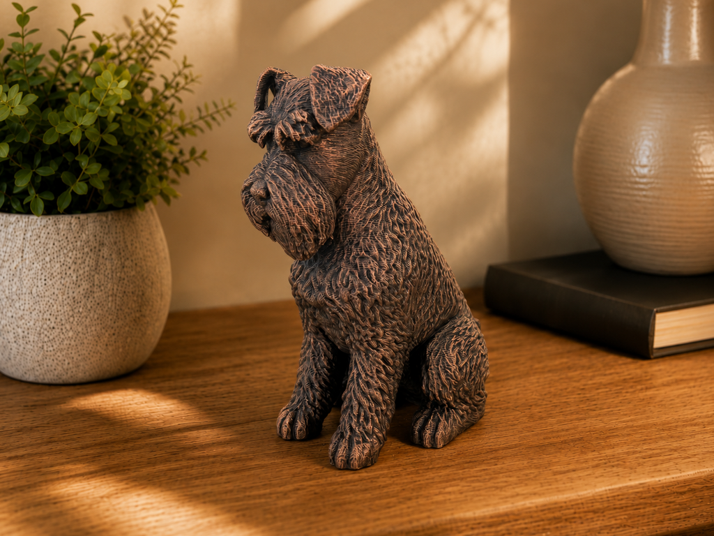 Schnauzer-Hundefigur sitzend – markanter Bart & Augenbrauen | Geschenk für Hundefans | Made in Germany Fehn-factory.de