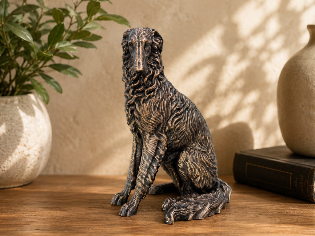 Borzoi – detailreiche sitzende Hundefigur | Geschenk für Windhund-Fans | Made in Germany Fehn-factory.de